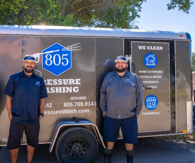 The 805 Pressure Washing team in front of their service trailer
